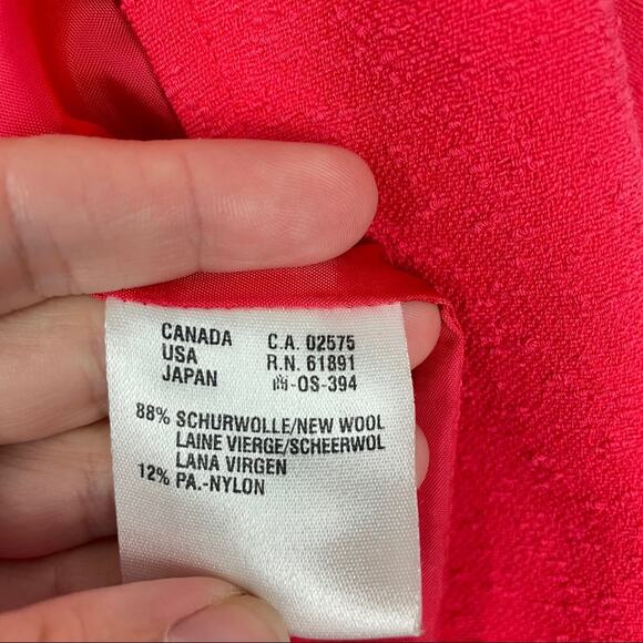 Escada | Bright Orange Blazer Wool Blend Structured Coral 6 - Picture 8 of 9